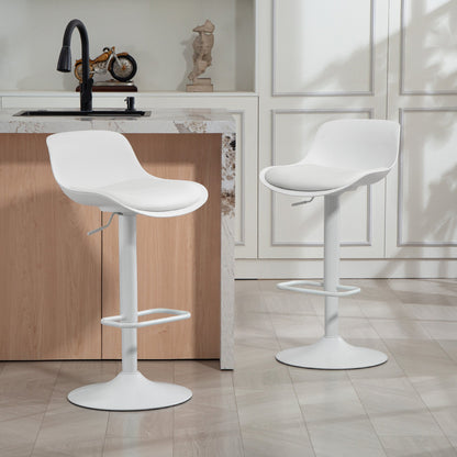 Tabourets de bar/comptoir Zee (lot de 2) avec hauteur réglable et siège pivotant - Blanc