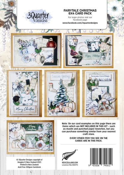 Lot de 6 cartes de Noël féériques 10x15 cm