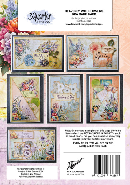 Lot de 6 Cartes 3Quarter Designs Fleurs Sauvages Célestes 6x4