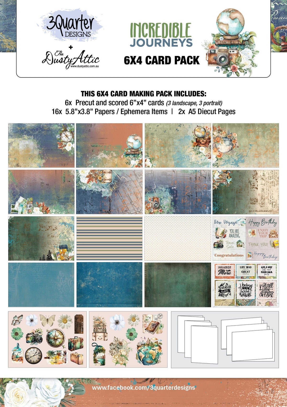 Pack de 6 cartes 10x15 cm Voyages Incroyables