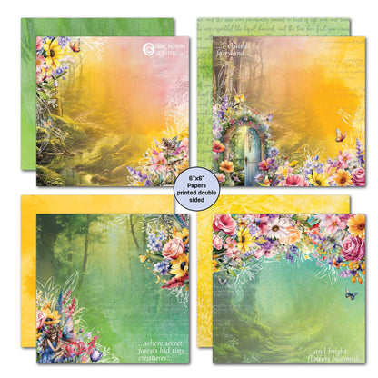 Lot de papiers 6x6 3Quarter Designs Visite au pays des fées