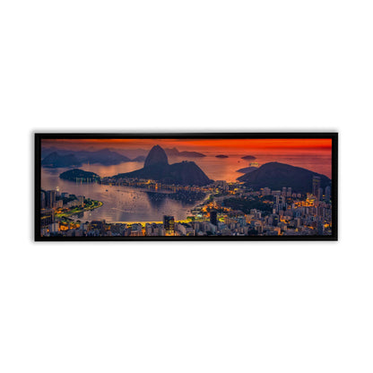Rio de Janeiro Sunset Canvas Wall Art | Panoramic Skyline | 72 × 24 inches