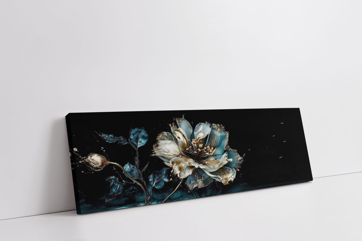 Iris with Tones of Blue Floral Canvas Wall Art | 72 × 24 inches