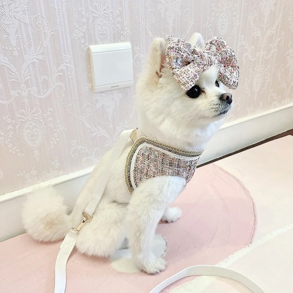 Dog Harness & Leash Set | Isabella Tweed Bow Walking Set