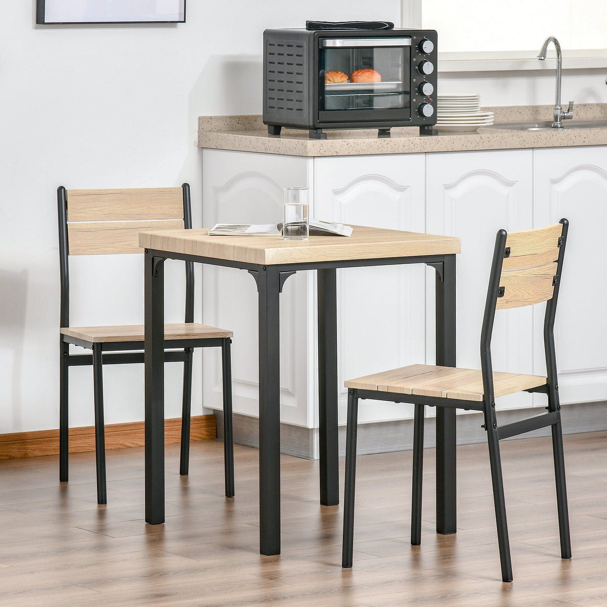 Ensemble de salle à manger 3 pièces Kurt pour petits espaces - Bois naturel
