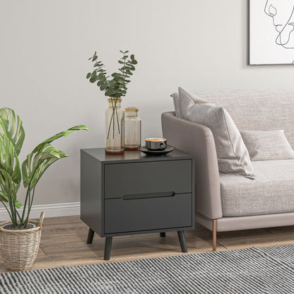 Table de chevet/d'appoint moderne Willow avec 2 tiroirs - Noir