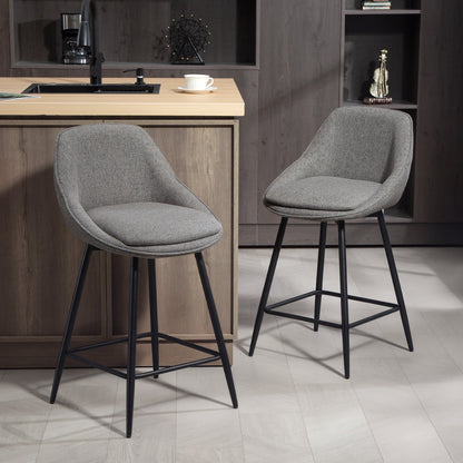 Tabourets de bar Reece 66 cm avec pivot et dossier - Lot de 2 - Gris foncé