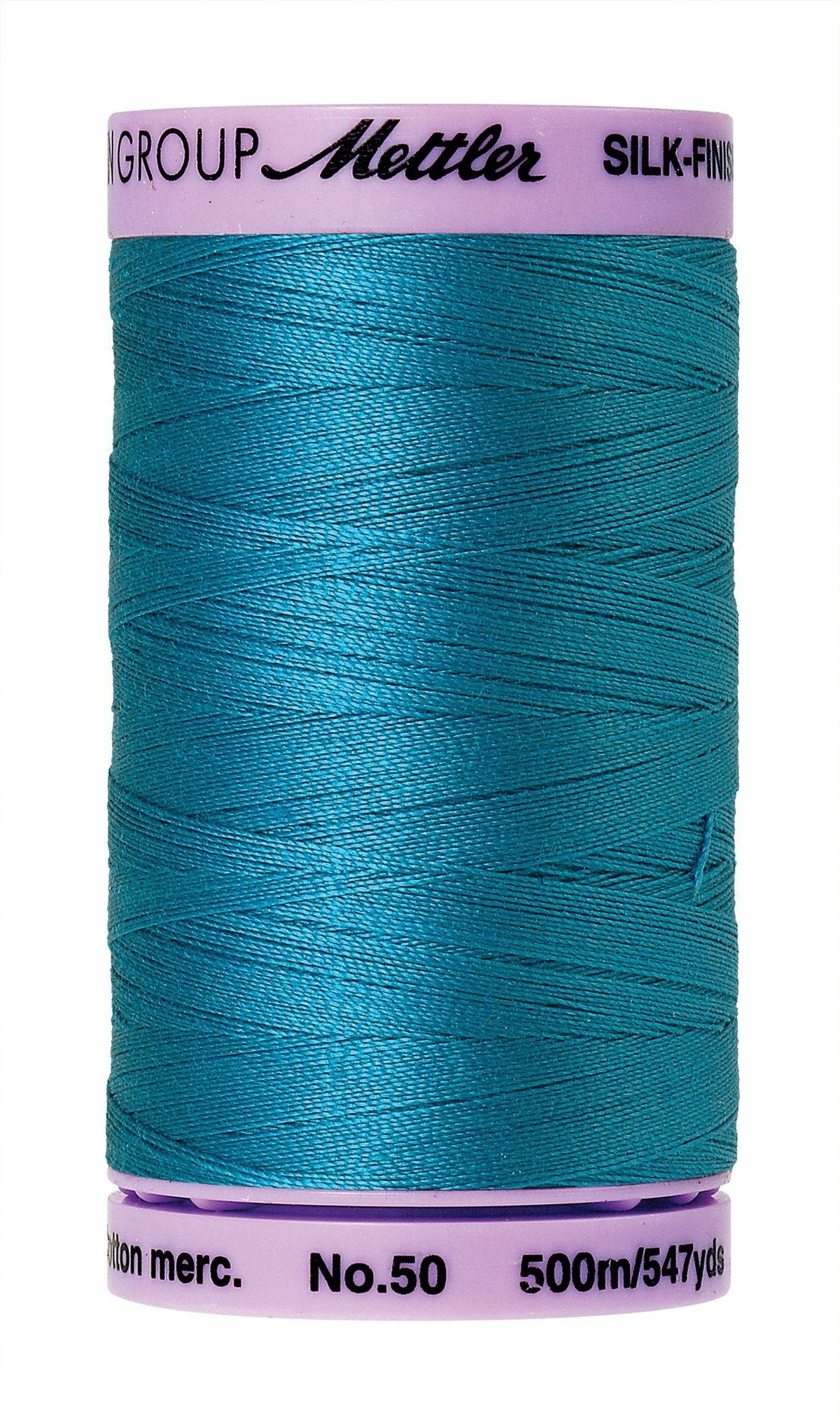 Fil de coton Mettler Silk-Finish 50wt, uni, 547 verges/500 m, Bleu Caraïbes