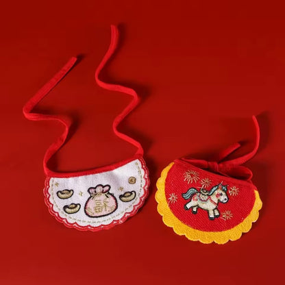 Bavoir pour animaux de compagnie « Fortune Blessing » Nouvel An chinois | Accessoire lunaire pour chiens et chats