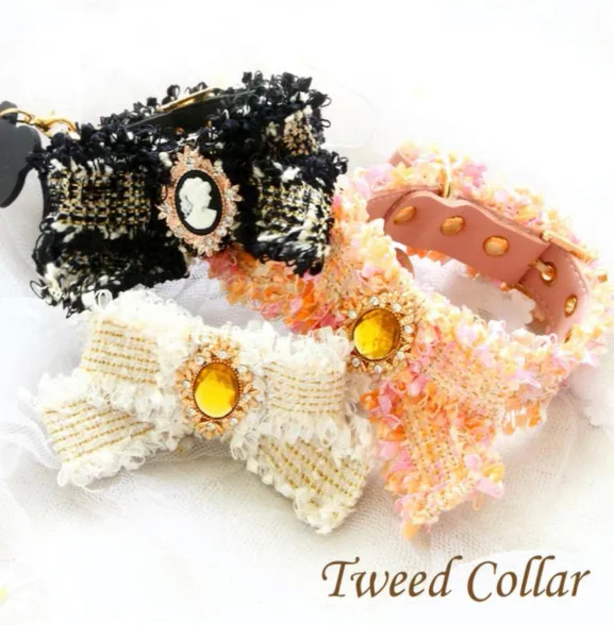 Collier pour chien en tweed fait main | Collier de luxe pour animaux de compagnie