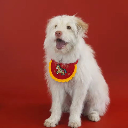 Bavoir pour animaux de compagnie « Fortune Blessing » Nouvel An chinois | Accessoire lunaire pour chiens et chats