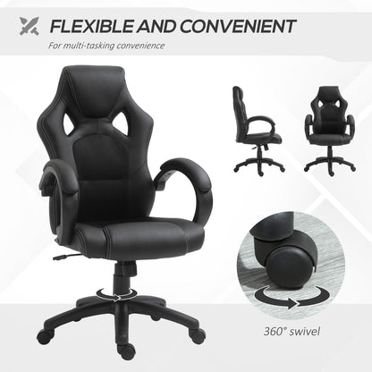 Chaise de bureau de jeu Erling avec fonctions de pivotement et d'inclinaison - Noir