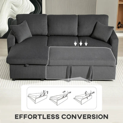 Canapé sectionnel convertible Leo 81" avec rangement et méridienne - Gris foncé