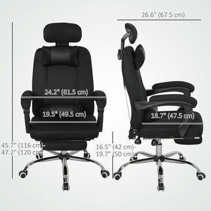 Chaise de bureau de direction ergonomique Brady à dossier haut avec repose-pieds et soutien lombaire - Noir