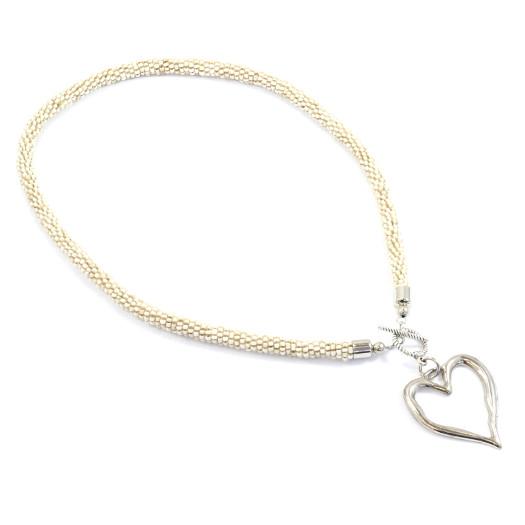 Short Beaded Open Heart Necklace
