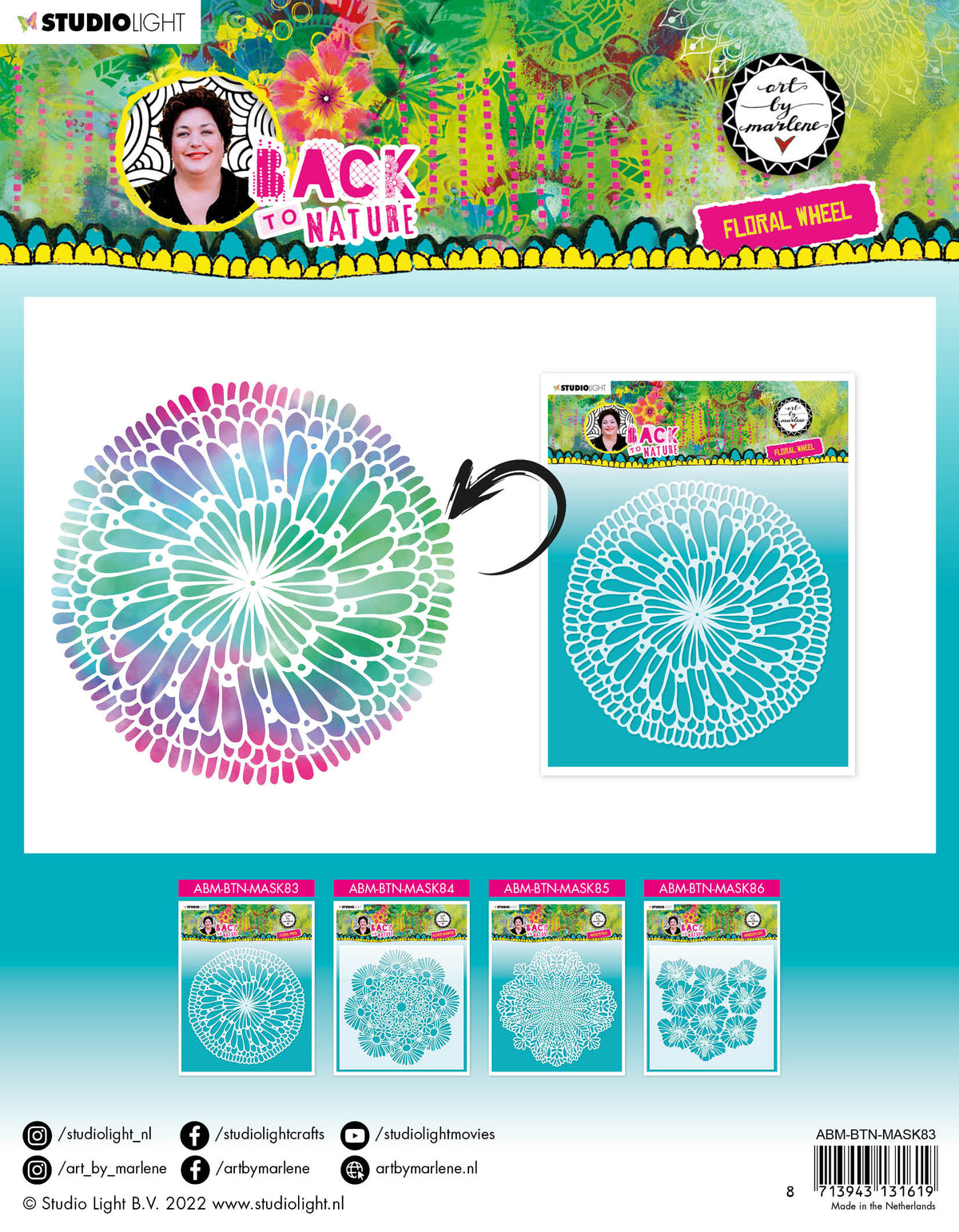 ABM Mask Floral Wheel Back To Nature 200x200x1mm 1 PC nr.83