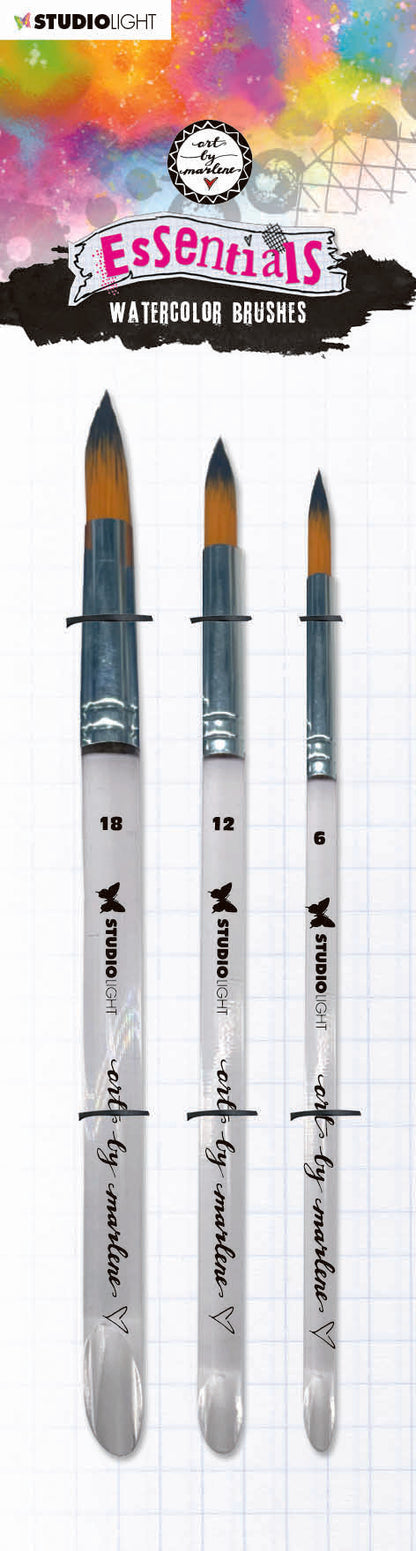 Pinceaux aquarelle ABM, lot de 3 essentiels, 298x80x6mm, 3 p. n° 04
