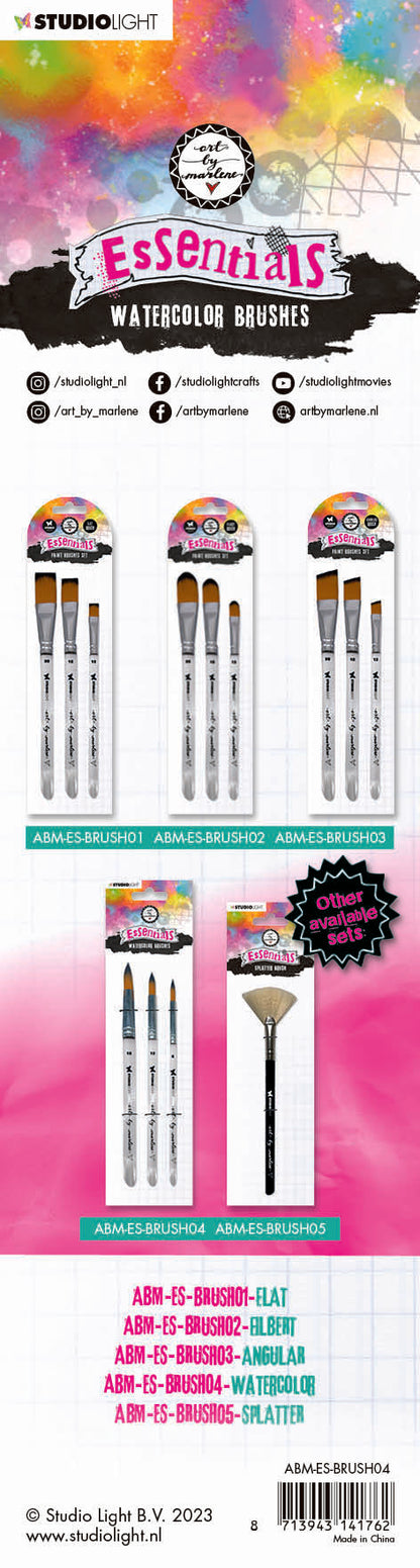Pinceaux aquarelle ABM, lot de 3 essentiels, 298x80x6mm, 3 p. n° 04
