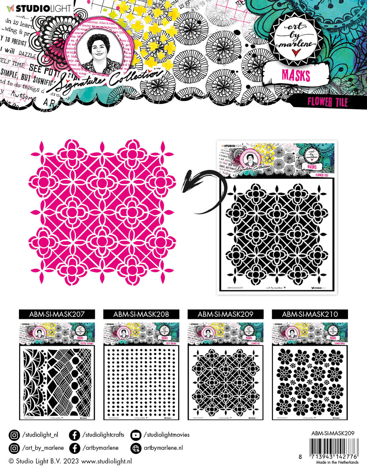ABM Mask Flower Tile Signature Collection 203.2x203.2x1mm 1 PC nr.209