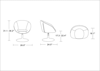 Chaise d'appoint/de bureau réglable Chandra pivotante en similicuir - Rouge