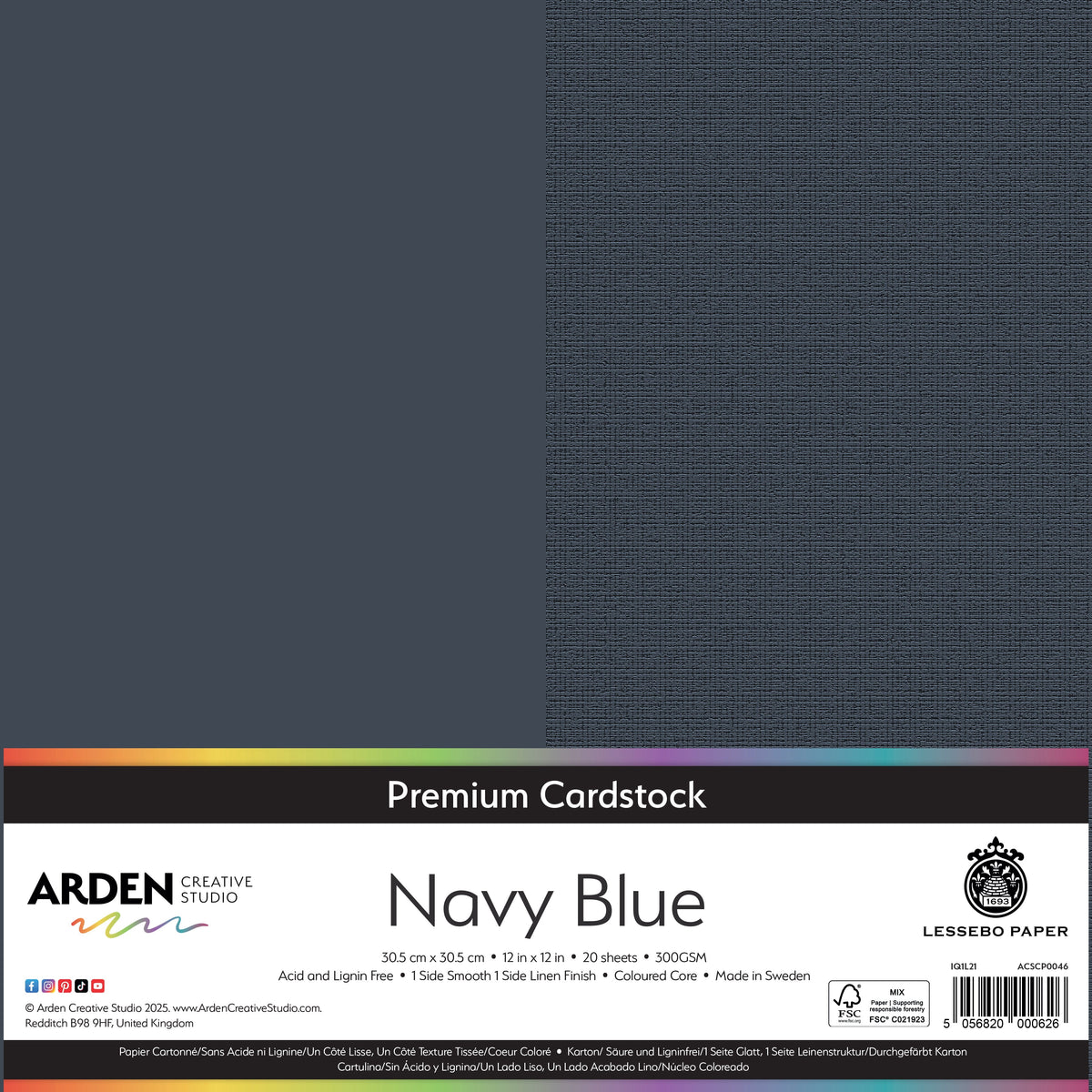 Arden Creative Studio Premium Cardstock 12in x 12in 300gsm 20 Pack