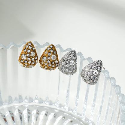 ADALAJ Gold:  Pavé Zirconia Tear Drop Stud Earrings - Statement of Confidence