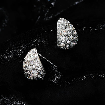 ADALAJ Or Blanc (Tons Argentés) : Boucles d'oreilles clous en zircon pavé, forme goutte d'eau – Affirmation de Confiance