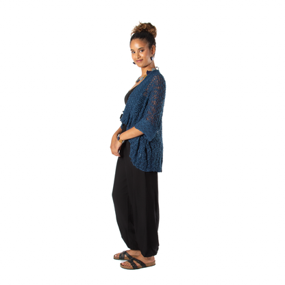 Gilet en tricot fantaisie à manches courtes - Bleu marine