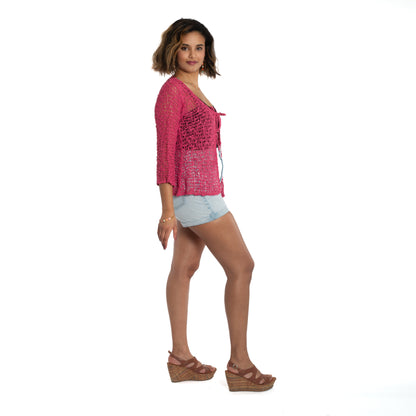 Cardigan noué devant – Rose