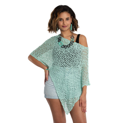 Short Popcorn Knit Poncho - Mint