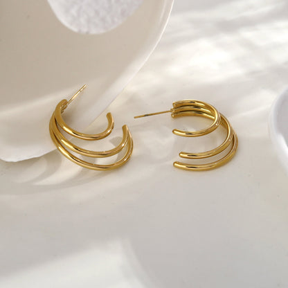 AILSA Triple Stacked Gold Hoop Earrings