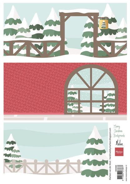 Marianne Design A4 Cutting Sheet - Merry Christmas Backgrounds by Marleen