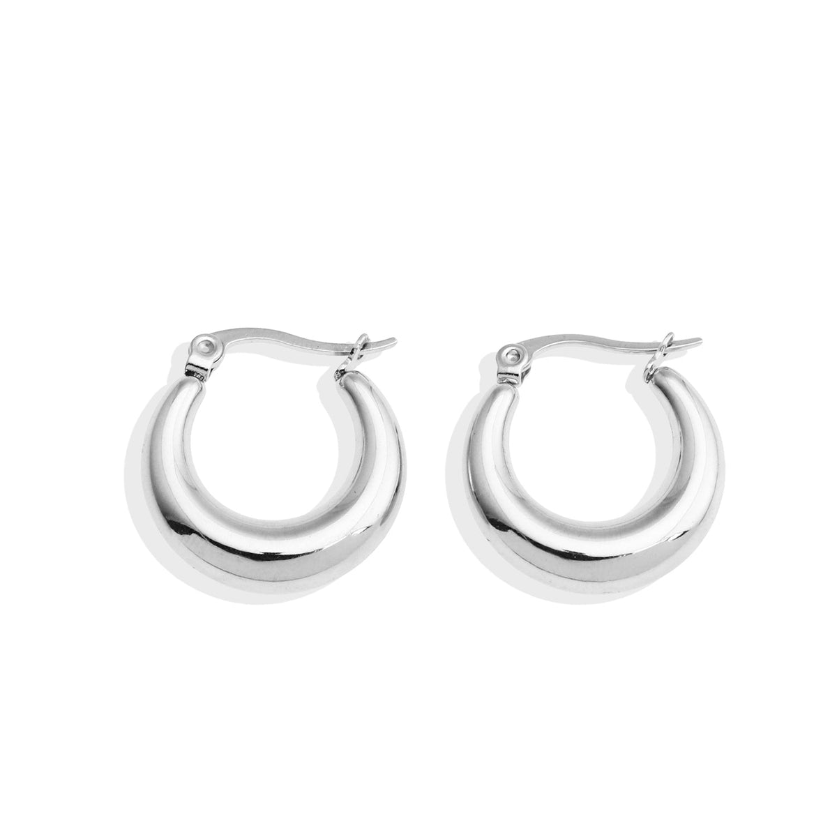 AMBER-MESSINA Chunky Hoop Silver Earrings