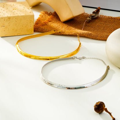 ANJILMA Argent Plaqué Or Blanc : Collier Ras du Cou Texturé Minimaliste.