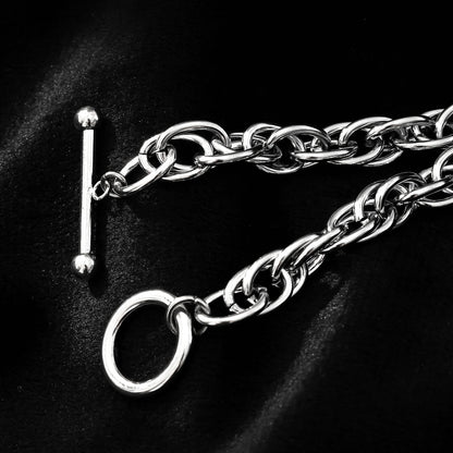 ARDA Or blanc ton argent : Bracelet multimaillons épais et complexe avec fermoir circulaire et en T