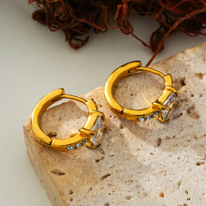 Style ASTORIA Or : Mini Créoles en Or avec Zircons Incrustés