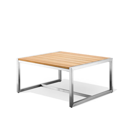 Table d'appoint d'extérieur en acier inoxydable et teck Acacia