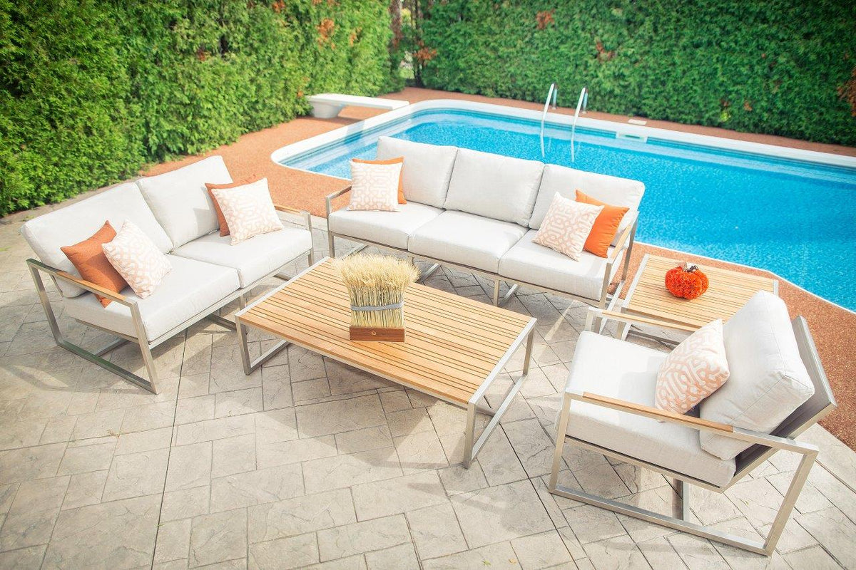 Acacia Stainless Steel Loveseat with Sunbrella® Cushions