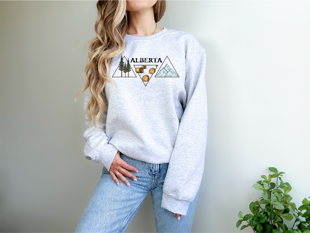 Chandail unisexe col rond Alberta Triangles | Vêtements des Prairies | Vêtements Alberta