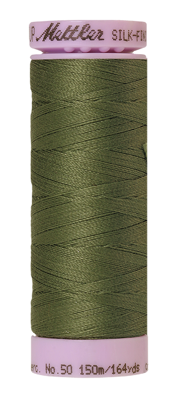 Fil de coton solide Mettler Silk-finish 50wt 164yd/150m coloris Jonc marin