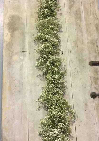 Chemin de table guirlande fraîche - Eucalyptus, Gypsophile, Ruscus