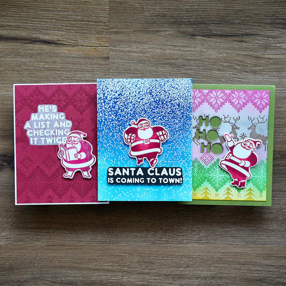 Lot de matrices et de tampons - Pères Noël rigolos