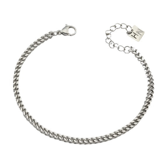 BILLIE Silver (White Gold): Cuban Link Chain Silver Bracelet