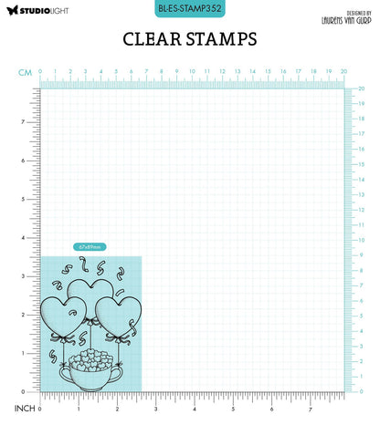 BL Tampon Transparent Cœurs de Thé Par Laurens 105x74x3mm 1 PC n°352