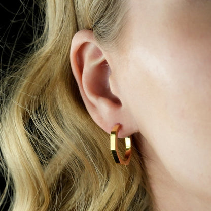 Boucles d'oreilles créoles contemporaines hexagonales BOLZANO Gold