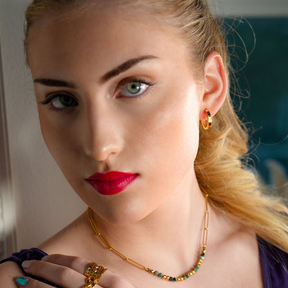 Boucles d'oreilles créoles contemporaines hexagonales BOLZANO Gold