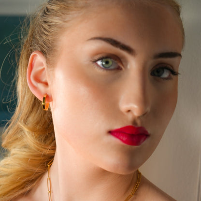 Boucles d'oreilles créoles géométriques contemporaines CALAU Gold