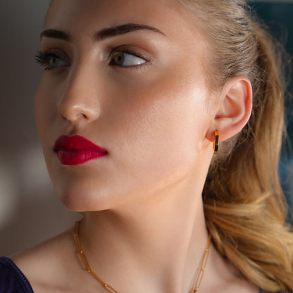 Boucles d'oreilles créoles géométriques contemporaines CALAU Gold