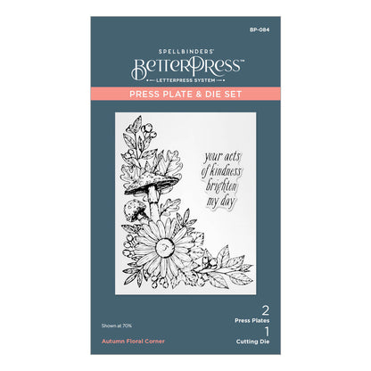 Plaque de presse et matrices « Autumn Floral Corner » de la collection BetterPress Autumn