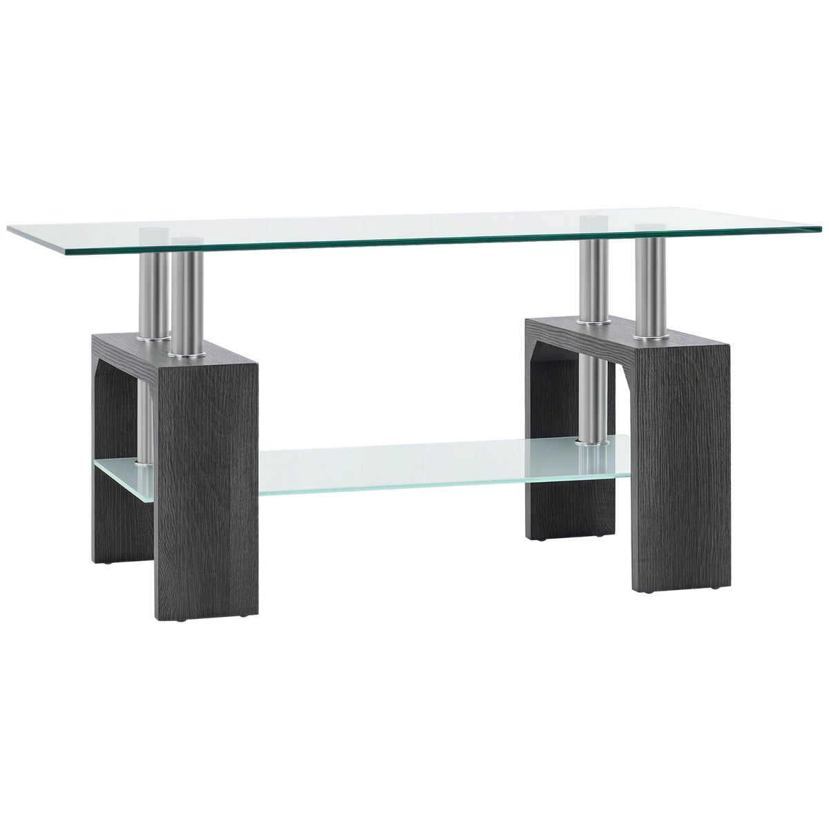 Table basse rectangulaire Sutton en verre trempé - Gris